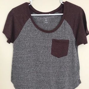 Maroon and Grey Pocket Tee